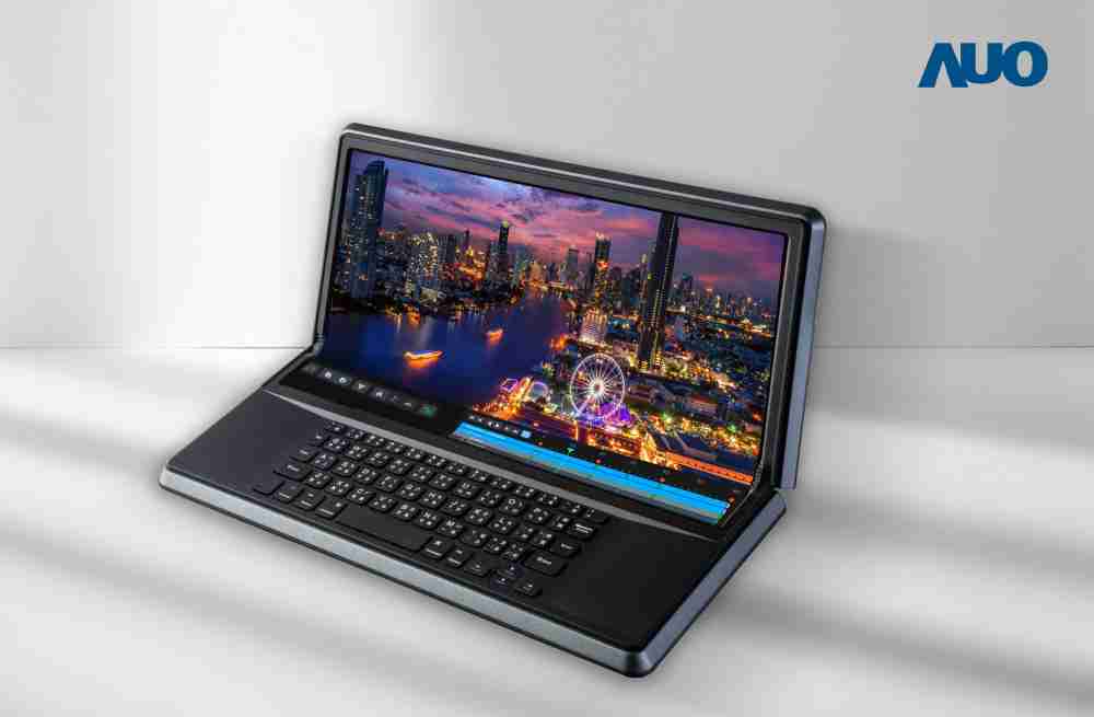 赏金国际14.6吋Micro LED折迭显示屏幕，，，，搭配半径4mm的弯折绞炼，，，以及高画素、、、、高亮度、、、高对比度的显示技术特点，，，，即便在大视角下仍保有绝佳色相与亮度